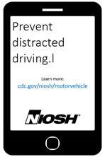 phone with distracted driving message