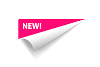 Folded corner vector, rolled paper sticker with new text sign saying NEW!