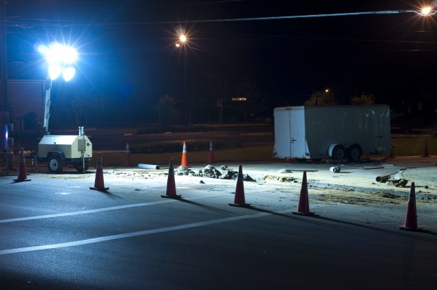 Night Roadwork - Blocked off with Traffic Cones