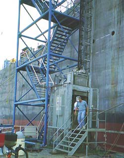 Stairs placed alongside ship