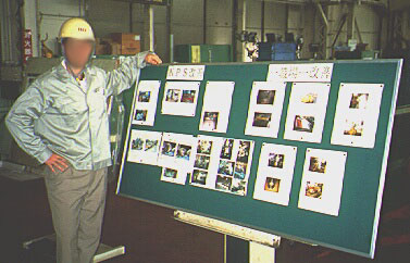 process improvement board, man with pictures