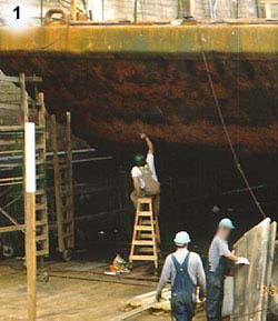 Worker on ladder