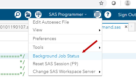 screenshot of "Background Job Status" function