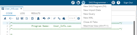 SAS Query Screenshot 1