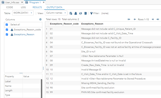 SAS Query Screenshot 3