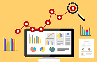 computer desktop with statistics clipart