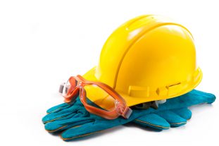 hard hat with gloves