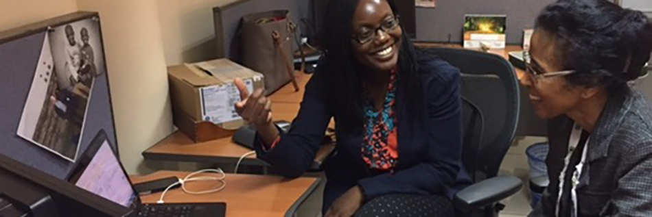 Apophia Namageyo explaining to Marie Downer her PTIPP Project in Kenya
