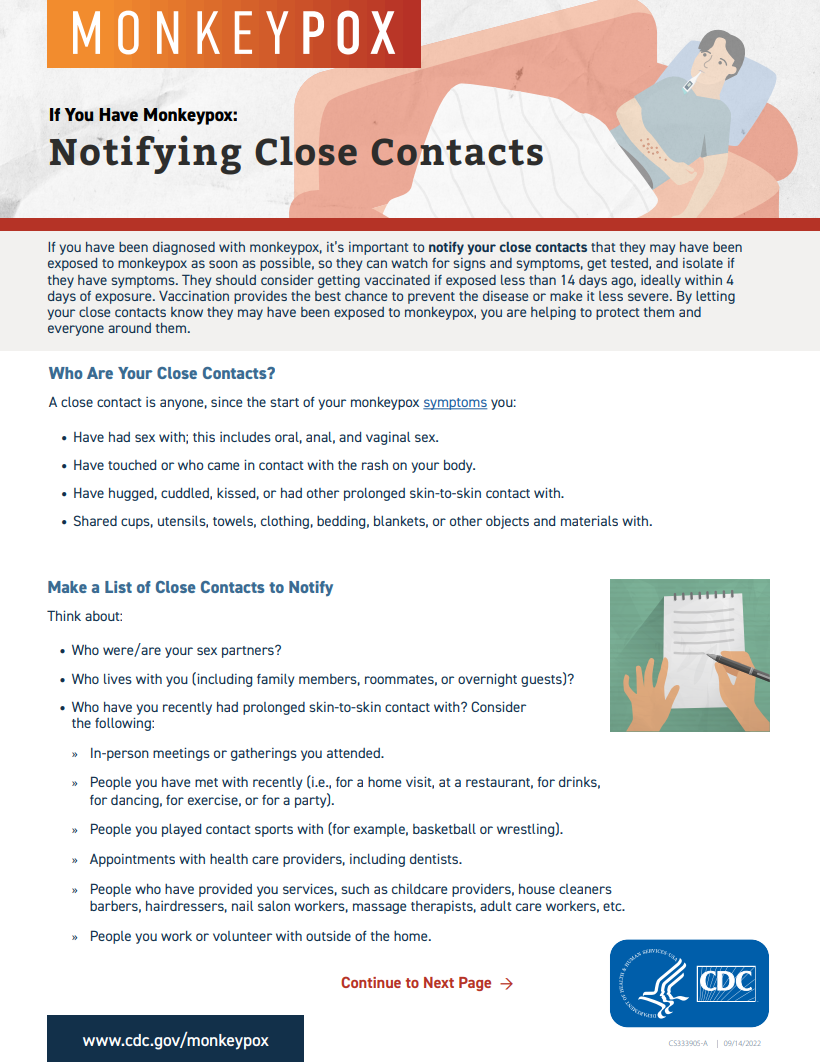 If You Have Mpox: Notifying Close Contacts