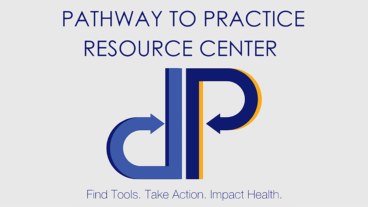 PRCs' Pathway to Practice logo with upside down and upright Ps ending in arrows pointing toward the middle.