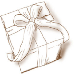 Illustration of a wrapped gift box with ribbon