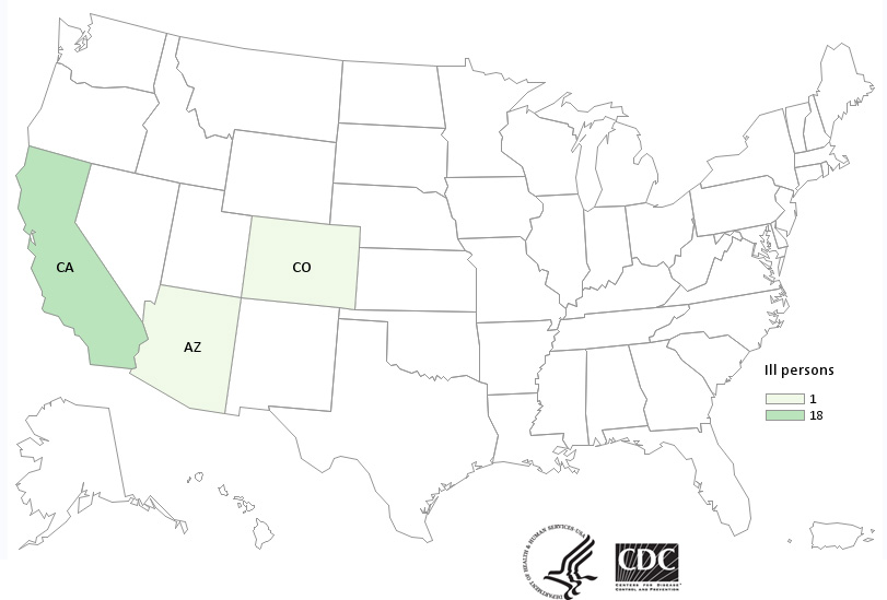 People infected with the outbreak strain of Salmonella Anatum, by state of residence, as of November 2, 2017