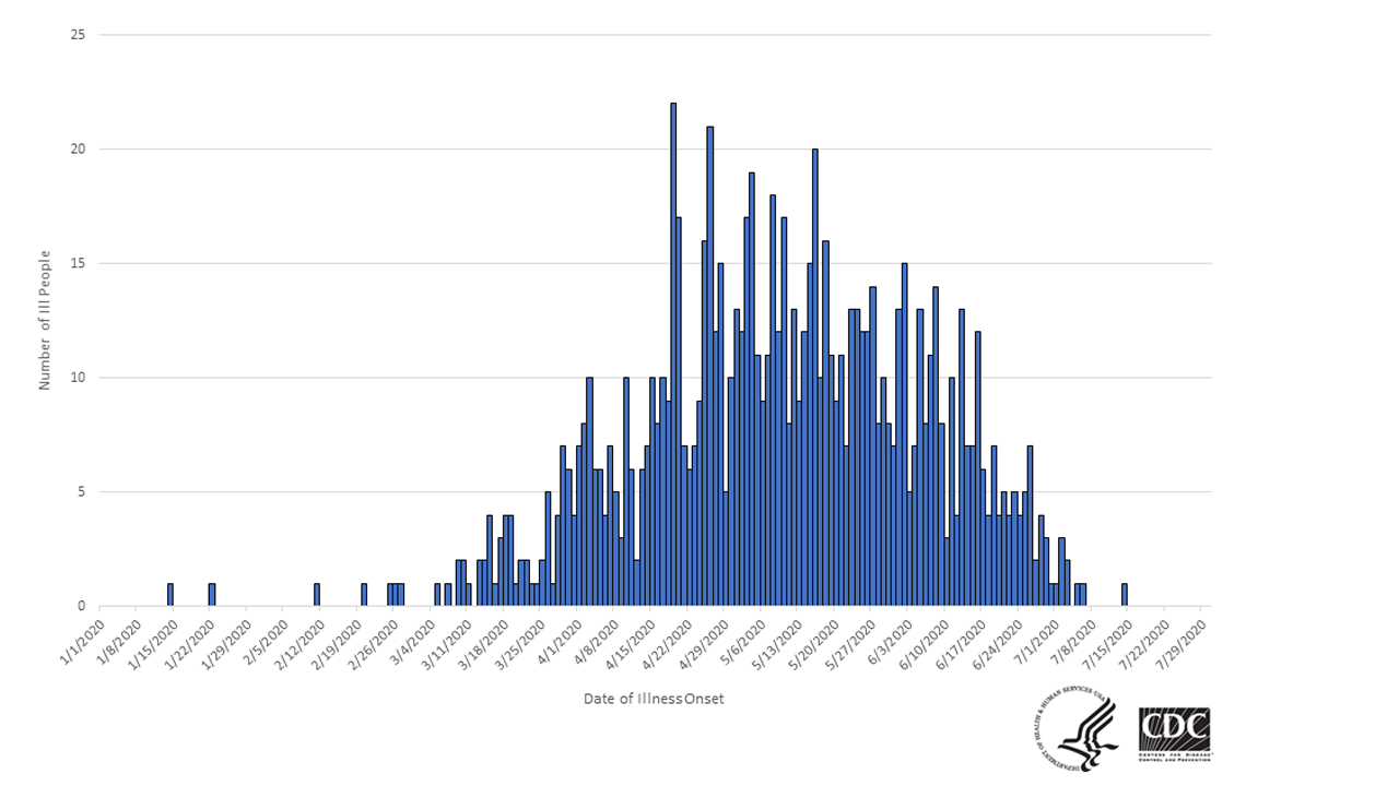 Graphic chart for Salmonella number of people and dates of illness