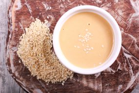 Photo of tahini in a bowl.