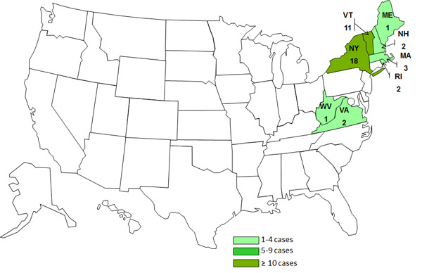 July 30, 2012 Case Count: Persons infected with the outbreak strain of Salmonella Enteritidis, by State