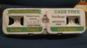 Photo of Gravel Ridge Farms egg carton.