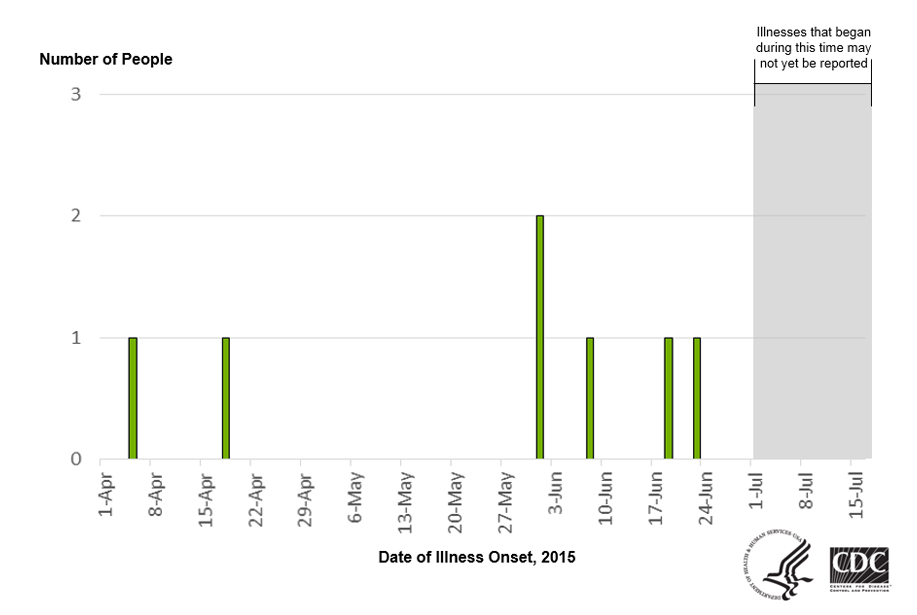 People infected with the outbreak strain of Salmonella Enteritidis, by date of illness onset*