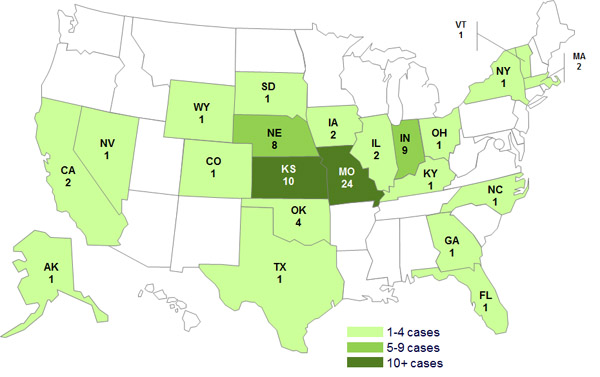 July 26, 2012: Persons infected with the outbreak strain of Salmonella Montevideo, by State