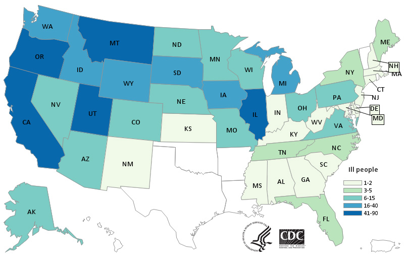 Graphic of the U.S. map with persons infected by state of residence as of August 6, 2020.