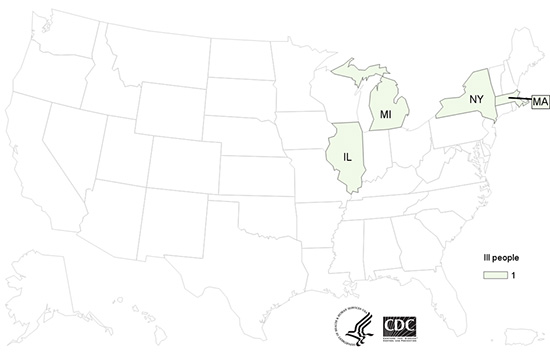 People infected with the outbreak strain of Salmonella Newport & Infantis, by state of residence