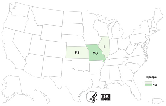 People infected with the outbreak strains of Salmonella Oranienburg, by state of residence, as of September 30, 2016