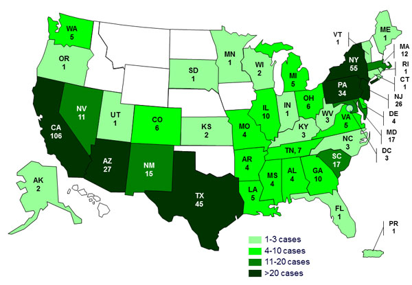 Final Case Count: Persons infected with turtle-associated outbreak strains of Salmonella, by state