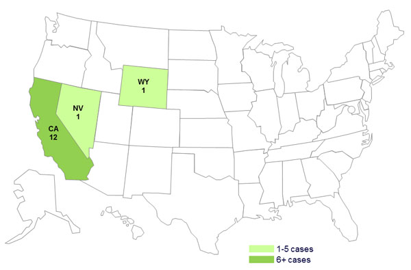 Persons infected with the outbreak strain of Salmonella Stanley, by state*