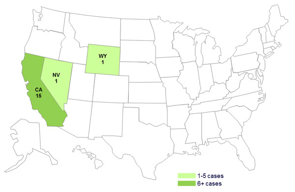 Persons infected with the outbreak strain of Salmonella Stanley, by state*