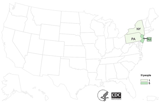 People infected with the outbreak strain of Salmonella Urbana, by state of residence