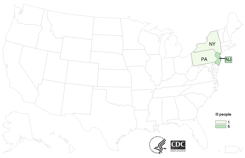 People infected with the outbreak strain of Salmonella Urbana, by state of residence, as of October 30, 2017