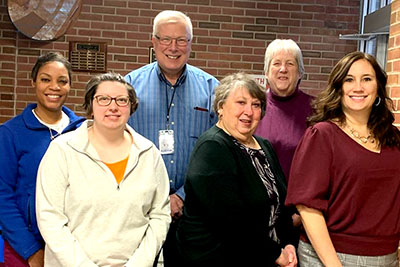 (From left) Sabrina Selby, Public Health Nurse, Samantha Brown, Outreach Worker, Thaddeus Plasczynski, Public Health Nurse, Louise Sutton, Clerk, Susan Carlson, Nursing Supervisor, Heather Ryan, Nursing Supervisor