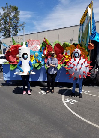 People dressed in costumes.