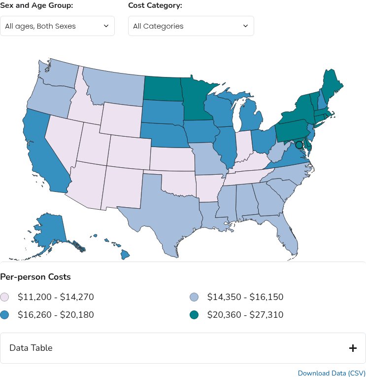 CDC data visualization screenshot taken on archive date
