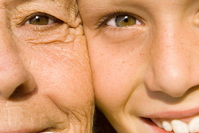 older lady next to young girl