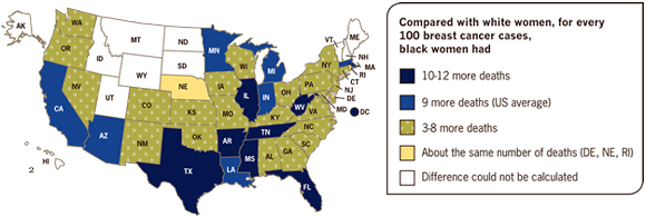 Number of Additional Breast Cancer Deaths Among Black Women, By State