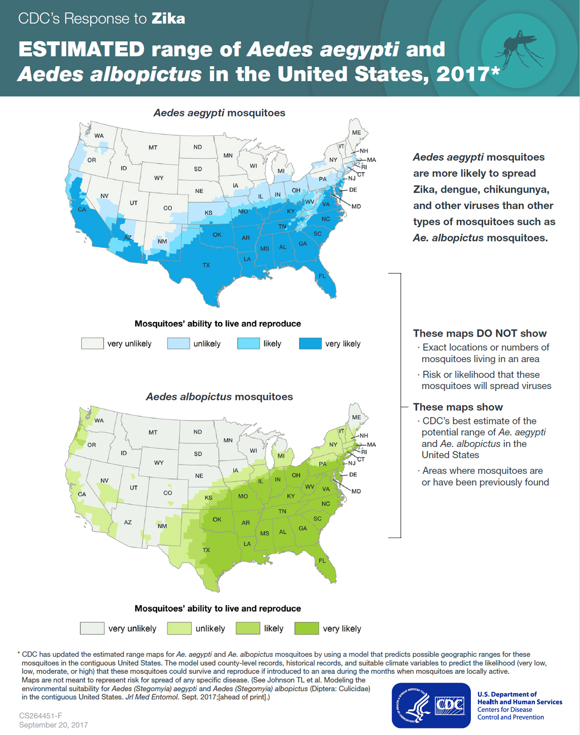 Graphic: Estimated range of Aedes aegypti and Aedes albopictus in the United States, 2016*